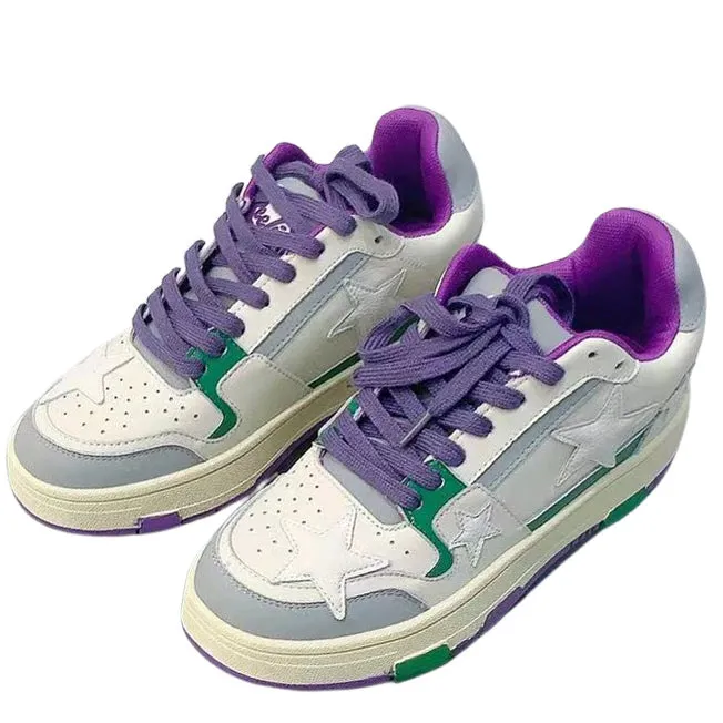 White & Purple Aesthetic Star Sneakers