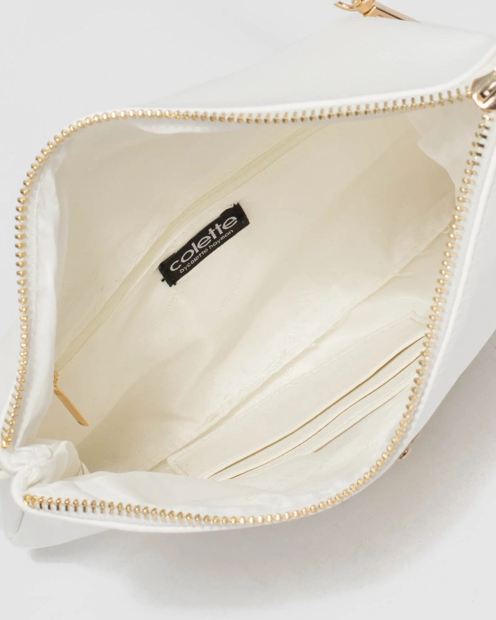 White Gabi Foldover Clutch Bag