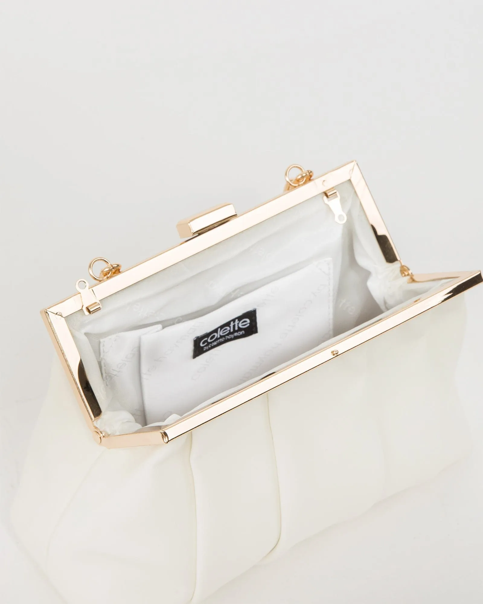 White Madison Frame Clutch Bag