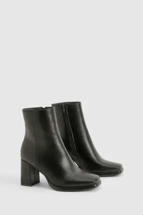 Wide Width Block Heel Ankle Boots