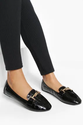 Wide Width Patent Croc Double Bar Loafers