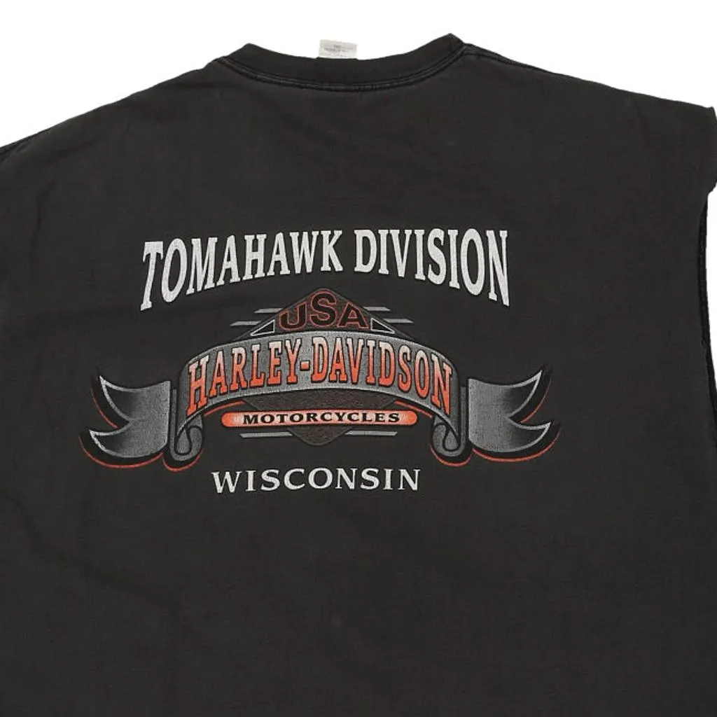 Wisconsin Harley Davidson Graphic Vest - 2XL Black Cotton