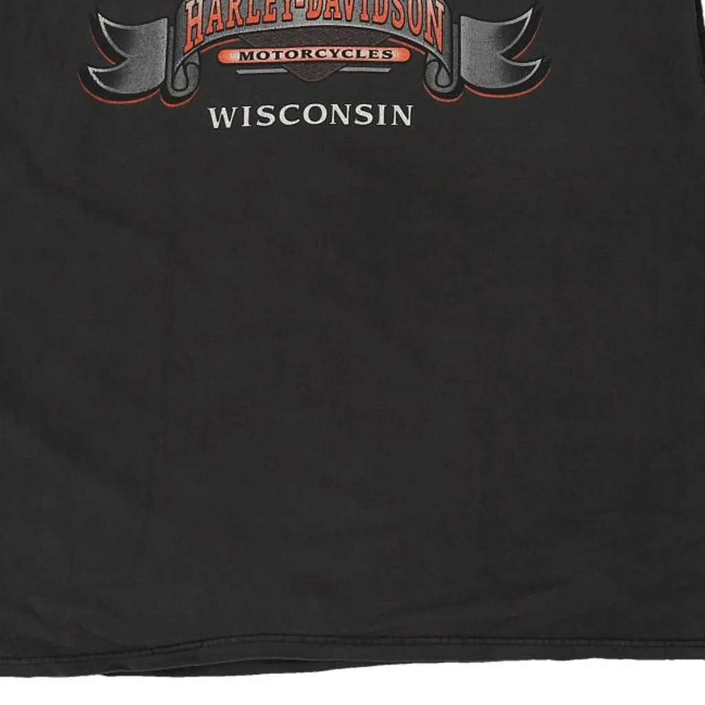 Wisconsin Harley Davidson Graphic Vest - 2XL Black Cotton