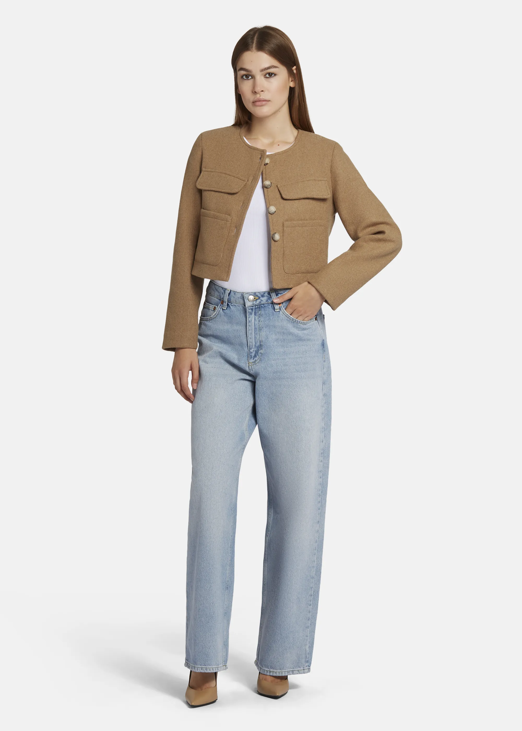 Wool jacket with pockets - LANEVIA in BEIGE