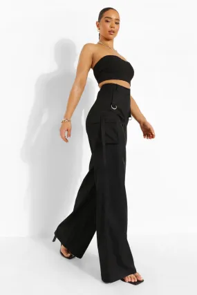 Woven Wide Leg Cargo Pants