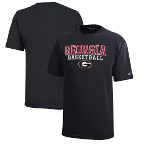 Youth Champion  Black Georgia Bulldogs Stacked Logo Basketball T-Shirt