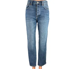 Zara Blue Medium Wash High Rise Ankle Faded Straight Leg Denim Jeans Size 2