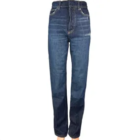 Zara Women's Blue Dark Wash Faded High Rise Straight Leg Denim Jeans Size 0
