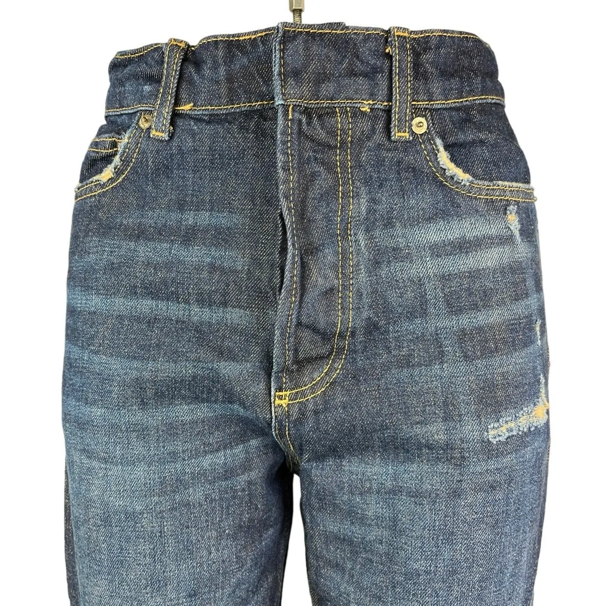 Zara Women's Blue Dark Wash Faded High Rise Straight Leg Denim Jeans Size 0