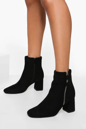 Zip Detail Block Heel Ankle Boots